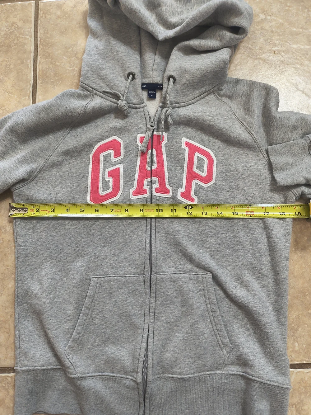 GAP Kids Light Gray Hoodie with Pink Logo